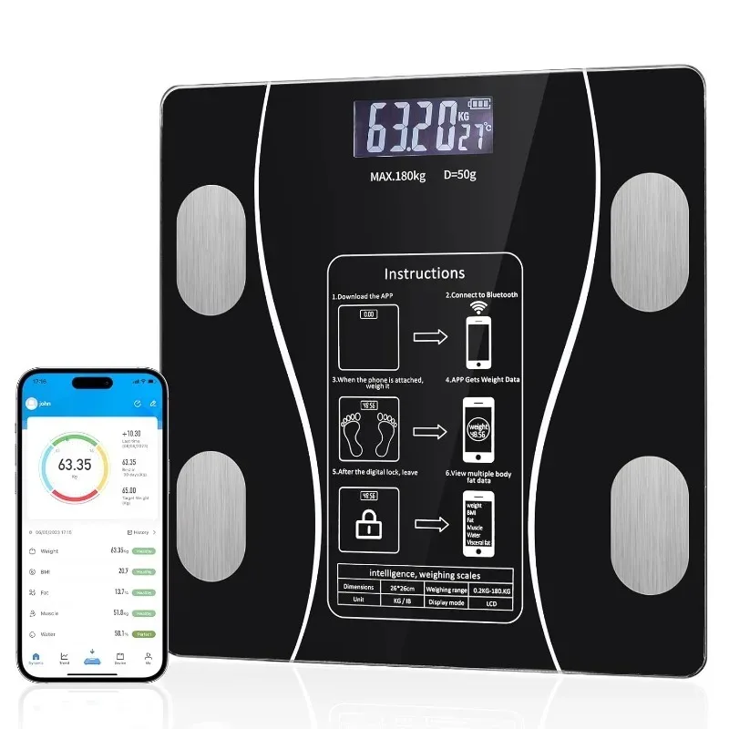 

Body Fat Scale Smart Wireless Digital Bathroom Weight Scale Body Composition Analyzer With Smartphone App Bluetooth-compatible