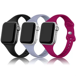 Slim Silicone Strap For Apple Watch Band 45mm 44mm 40mm 41mm 42-38mm sport bracelet iwatch series 8 7 se 3 4 5 6 9 ultra 2 49mm