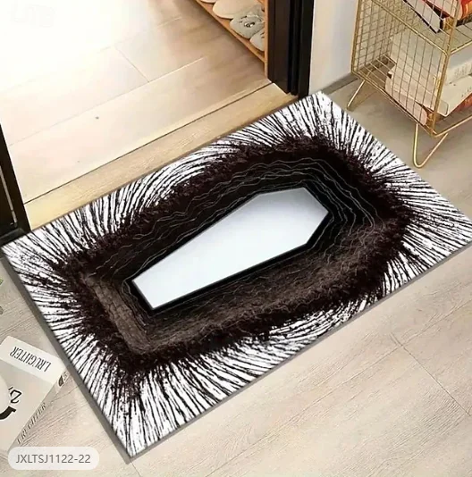Squirrel Illusion Door Mat 2D Flat Printed Bear Hole Illusion Carpet Realistic Grizzly Broken Wall Mat Entrance Bathroom Mats