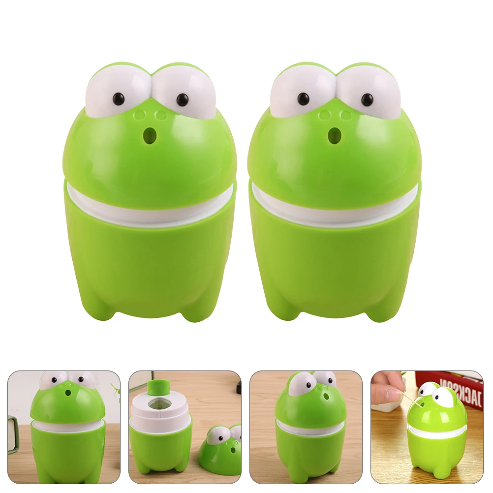 

2pcs Frog Toothpick Box Automatic Dispenser Press Type Cartoon Holder Container Picks Sturdy Premium Kitchen Bar Supplies