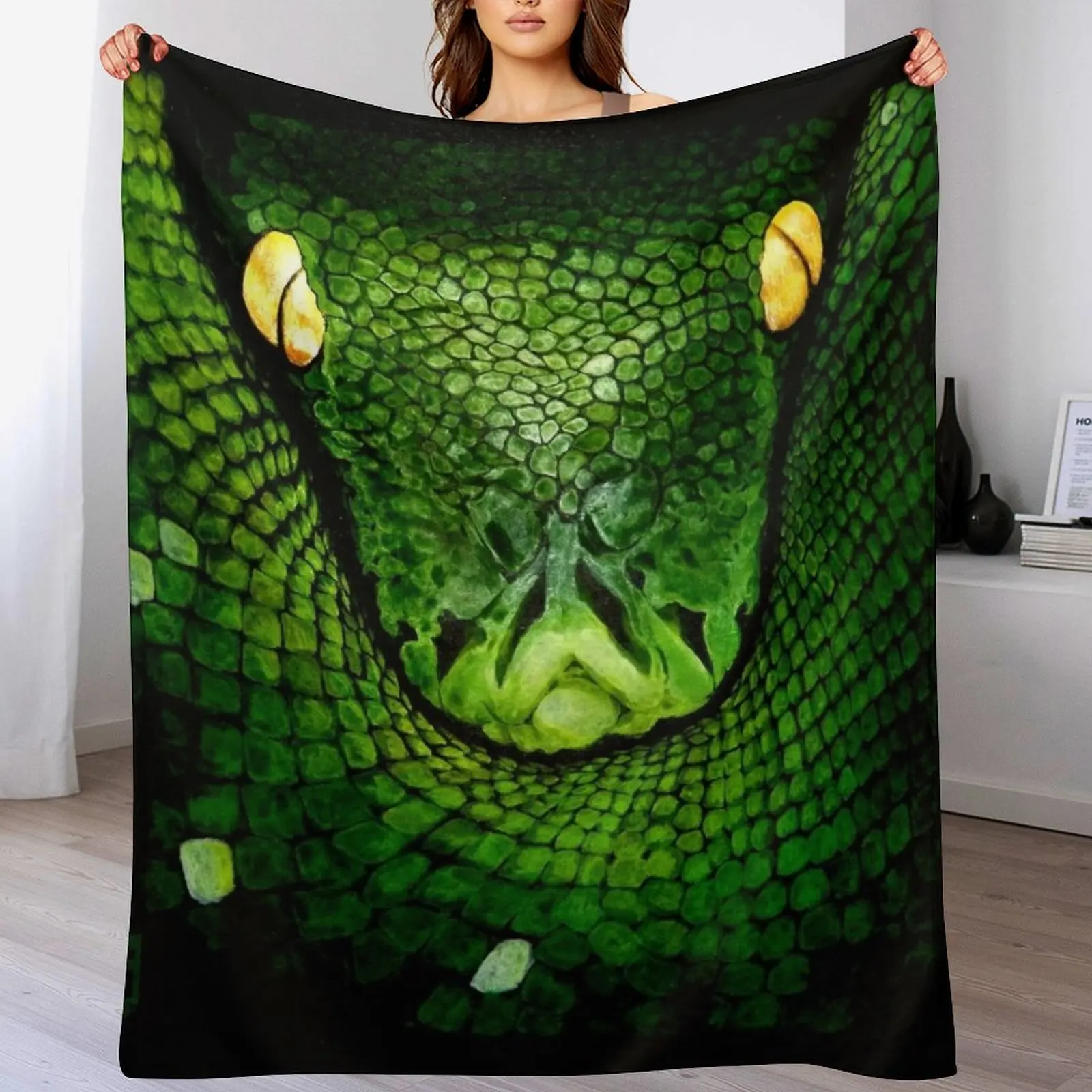 Green Tree Python (Morelia viridis) Throw Blanket Plaid anime Hair Bed covers Blankets