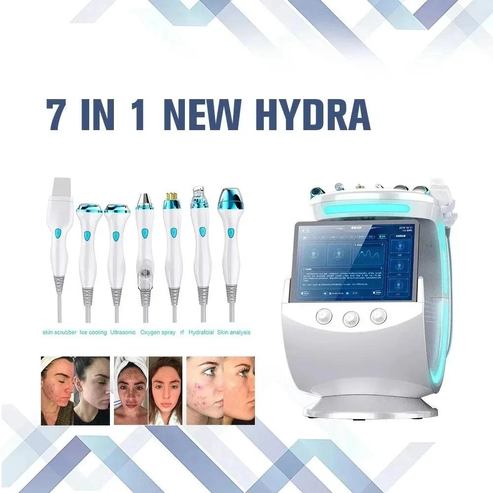 Newest Hydro Dermabrasion 7 in 1 Smart Ice Blue Skin Management System Multifunction Facial Beauty Machine For Deep Cleaning