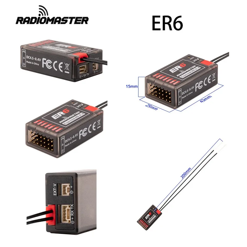 RadioMaster ER4 ER6 ER6G ER6GV ER8 ER8G ER8GV ExpressLRS 2,4G PWM RC-Empfänger 4/6/8CH für RC-Modellflugzeuge und -fahrzeuge