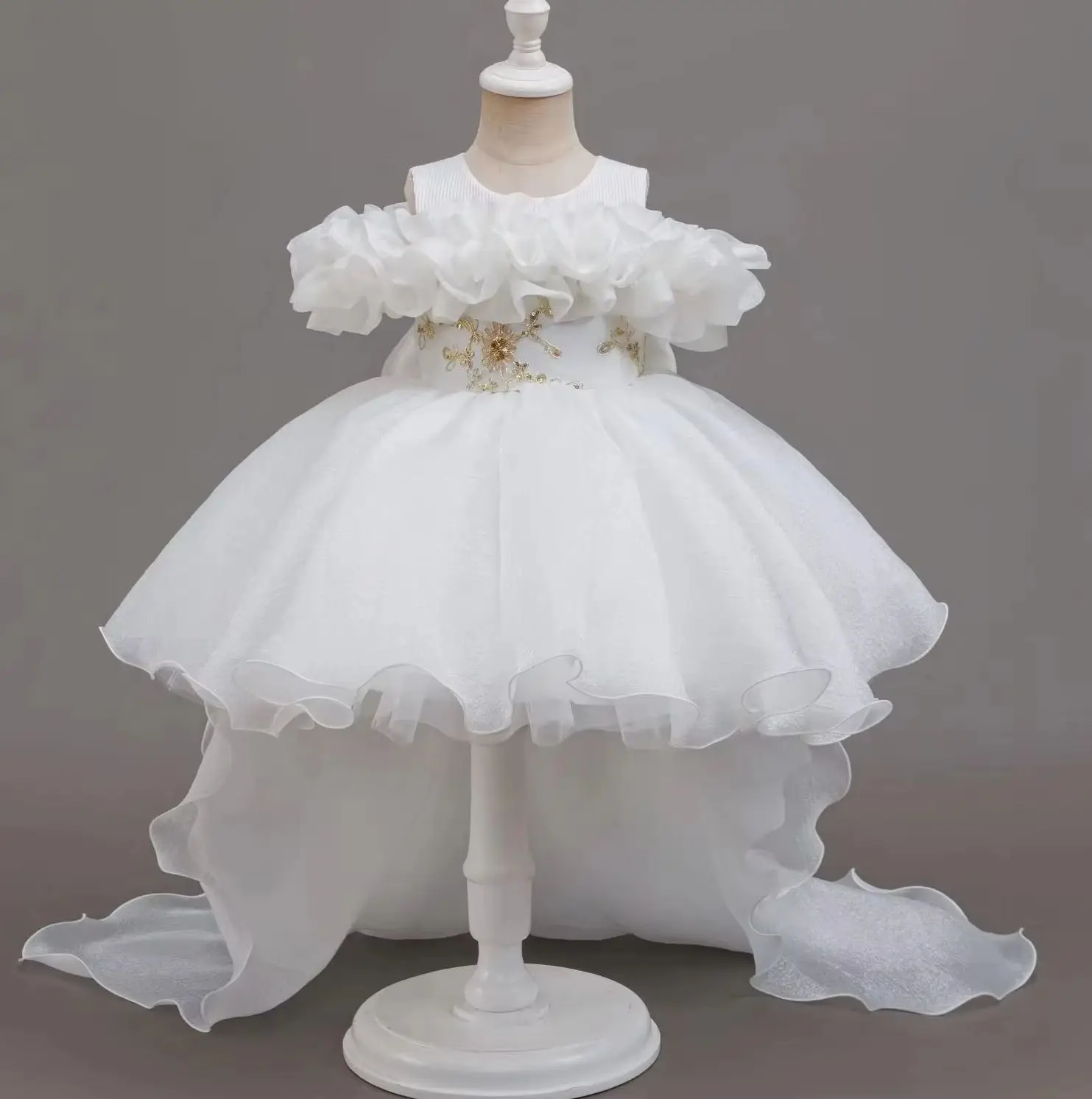 Elegant Girl Party Dresses Trailing Girls Princess Dress Gown 4-7 Years Child Clothes