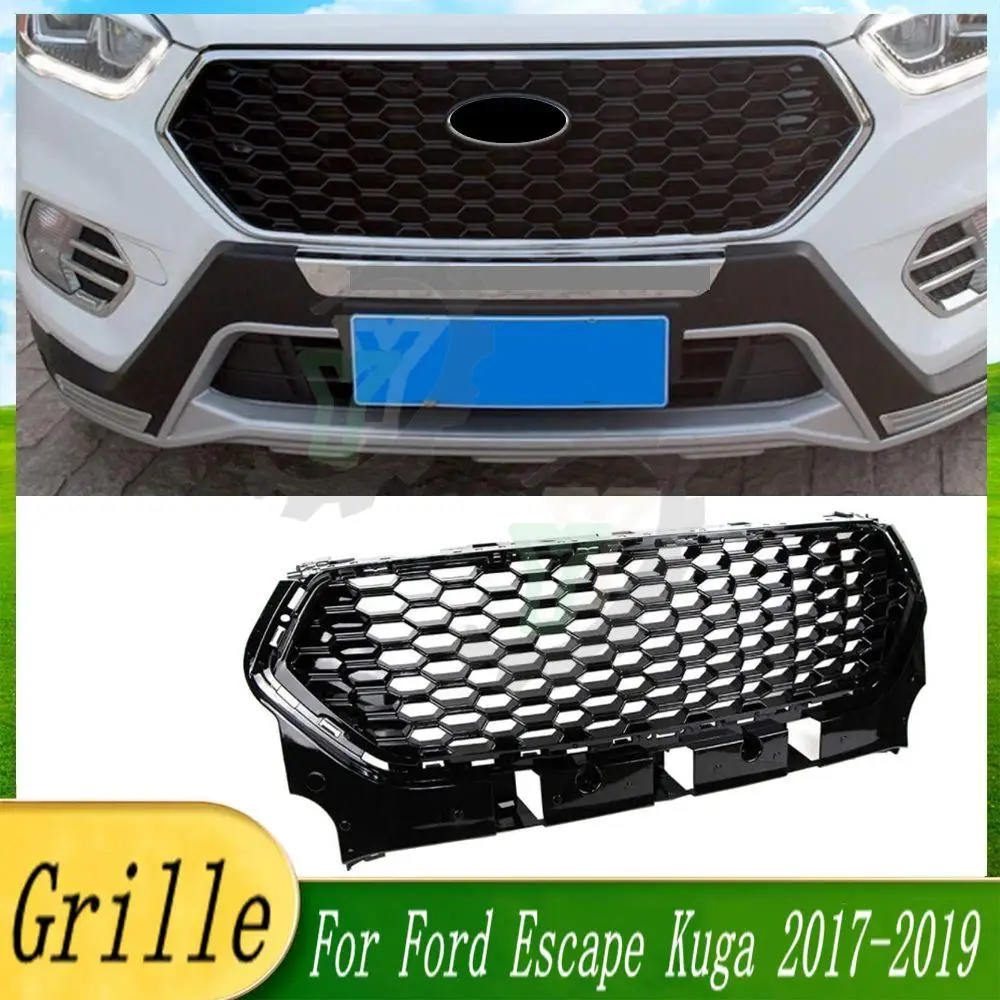 

17 18 Car Accessory Front Bumper Grille Centre Panel Styling Upper Honeycomb Mesh Racing Grill For Ford Escape Kuga 2017 2018