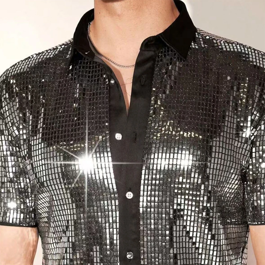 Nachtclubmode XL 2XL 70s Disco Shirt met korte mouwen Beschikbare maten M-2XL Gloednieuwe staat Casual nachtcluboutfit