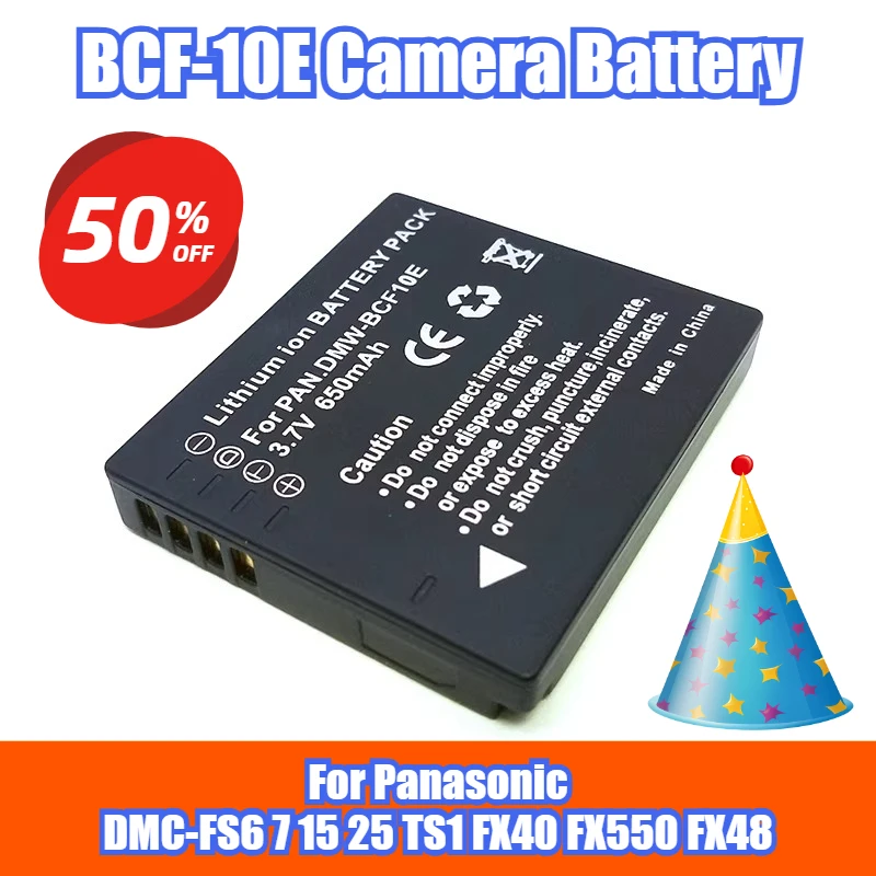 

BCF-10E Camera Battery 3.7V 650mAh for Panasonic DMC-FS6 7 15 25 TS1 FX40 FX550 FX48