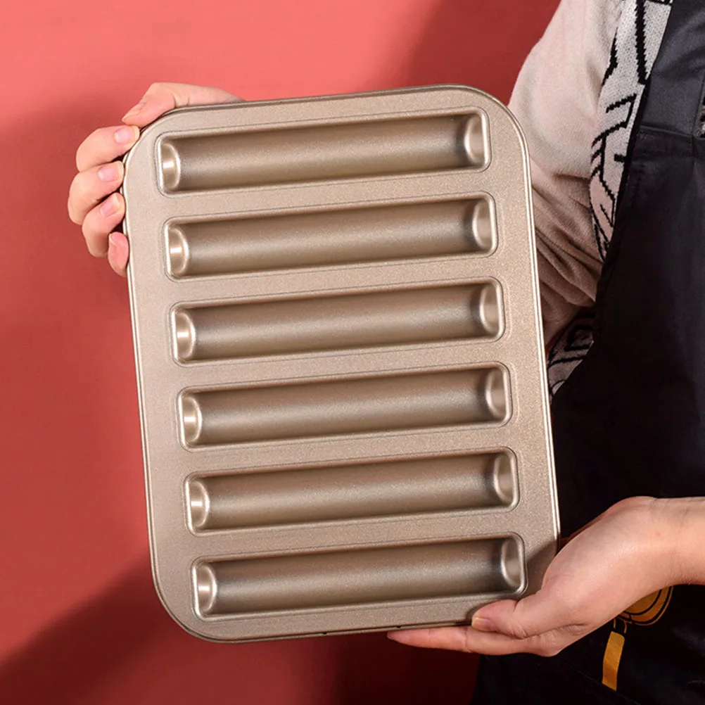 

6 Long Cake Molds Non Stick Reusable Baking Tools Sponge Finger Mold For Home Oven Metal Cake Molds Baking Supplies