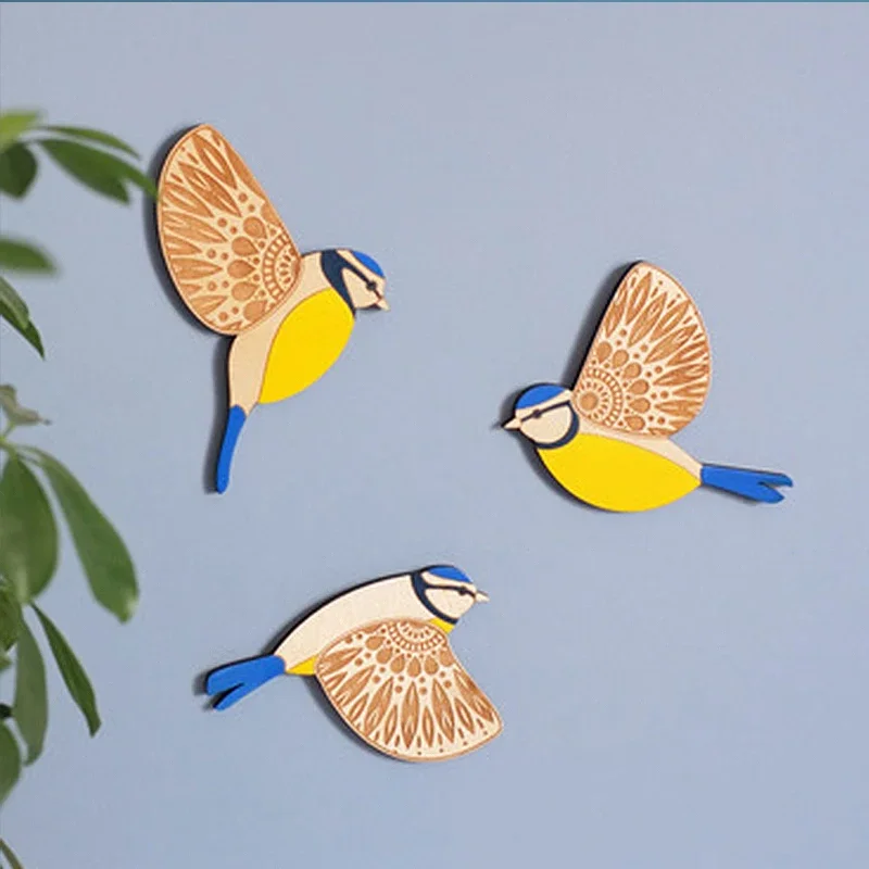 3Pcs Wooden  Bird Wall Decor Art Vintage Gothic Home Decor Living Room Bathroom Kitchen Decorations Indoor Outdoor Gift