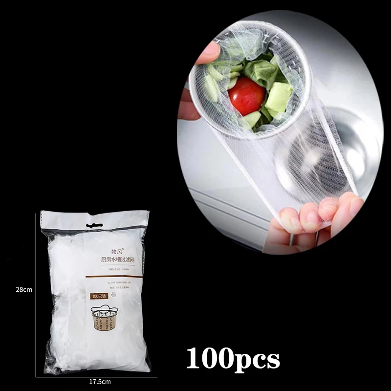 

30/100Pcs Disposable Kitchen Sink Filter Sewer Drain Anti-blocking Garbage Bag Pool Leak Mesh Strainer Sink Drying rack