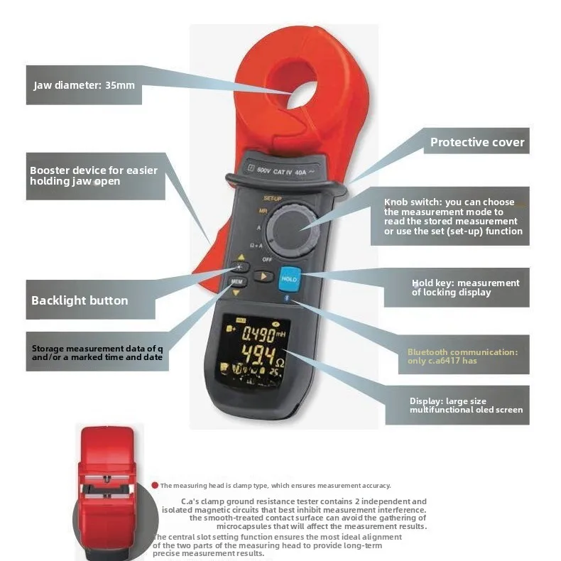 CA6416 Clamp Grounding Resistance Tester C. A6416 Grounding Circuit Resistance Clamp Meter C. A6417