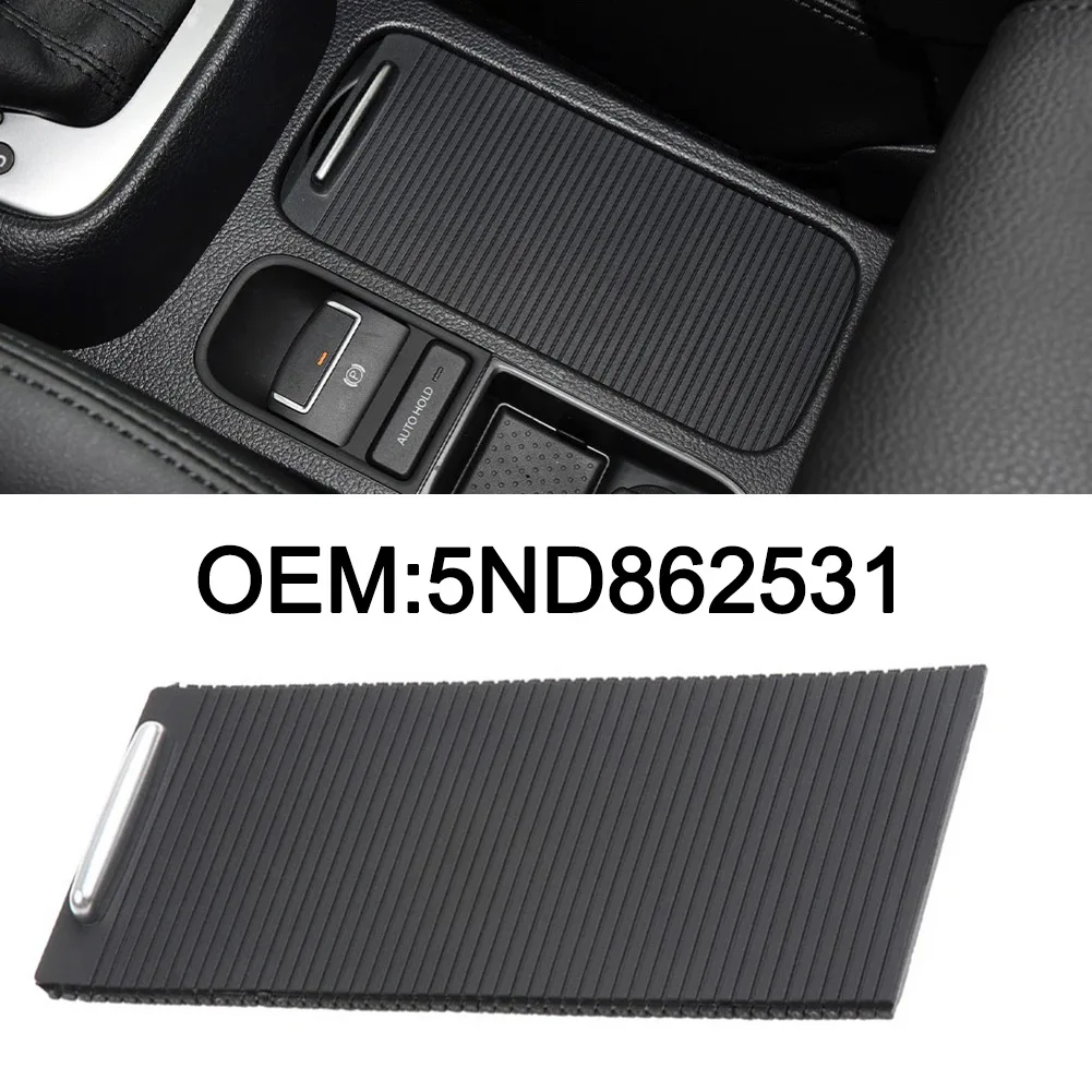 

1x Cup Holder Cover For Tiguan 2009-2016 5ND862531 ABS Black Water Cup Holder Curtain Beverage Armrest Storage Box Cover