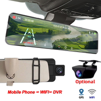 E-ACE 2.5K Car Dvr WiFi Stream Media Rear view Mirror Night Vision Video Recorder Auto Registrar Optioanl 1080P Rear View Camera