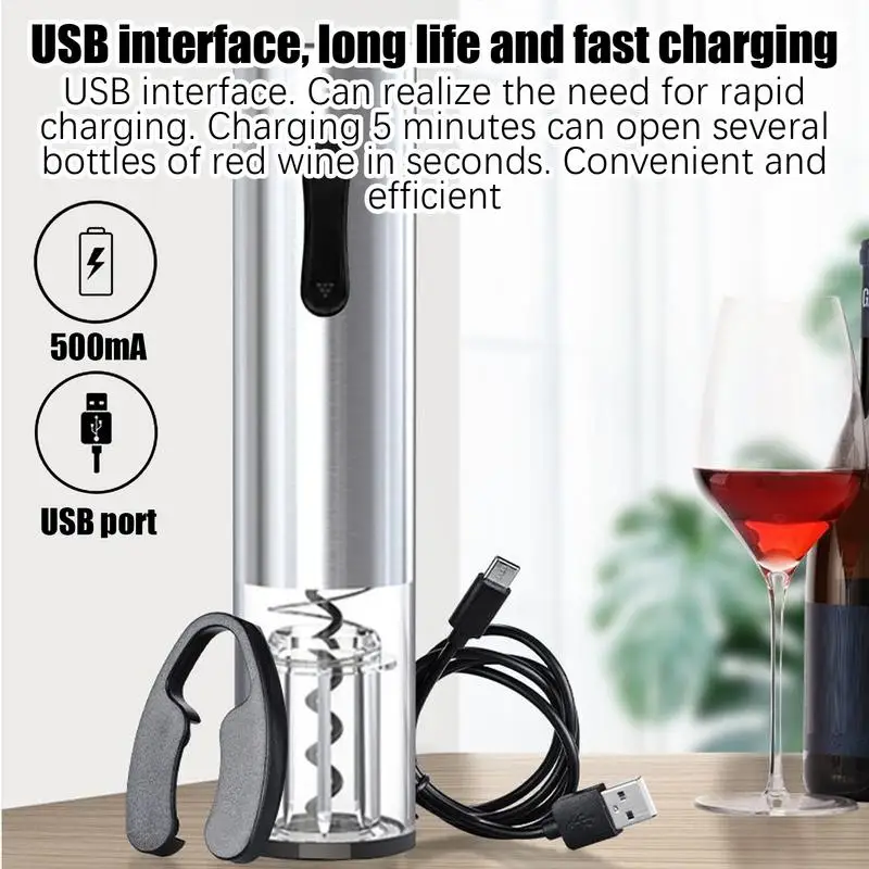 

Electric Wine Bottle Opener Rechargeable Wine Remover Stainless Steel Opener Wine Cork Remover For Home Kitchen Bar Outdoor