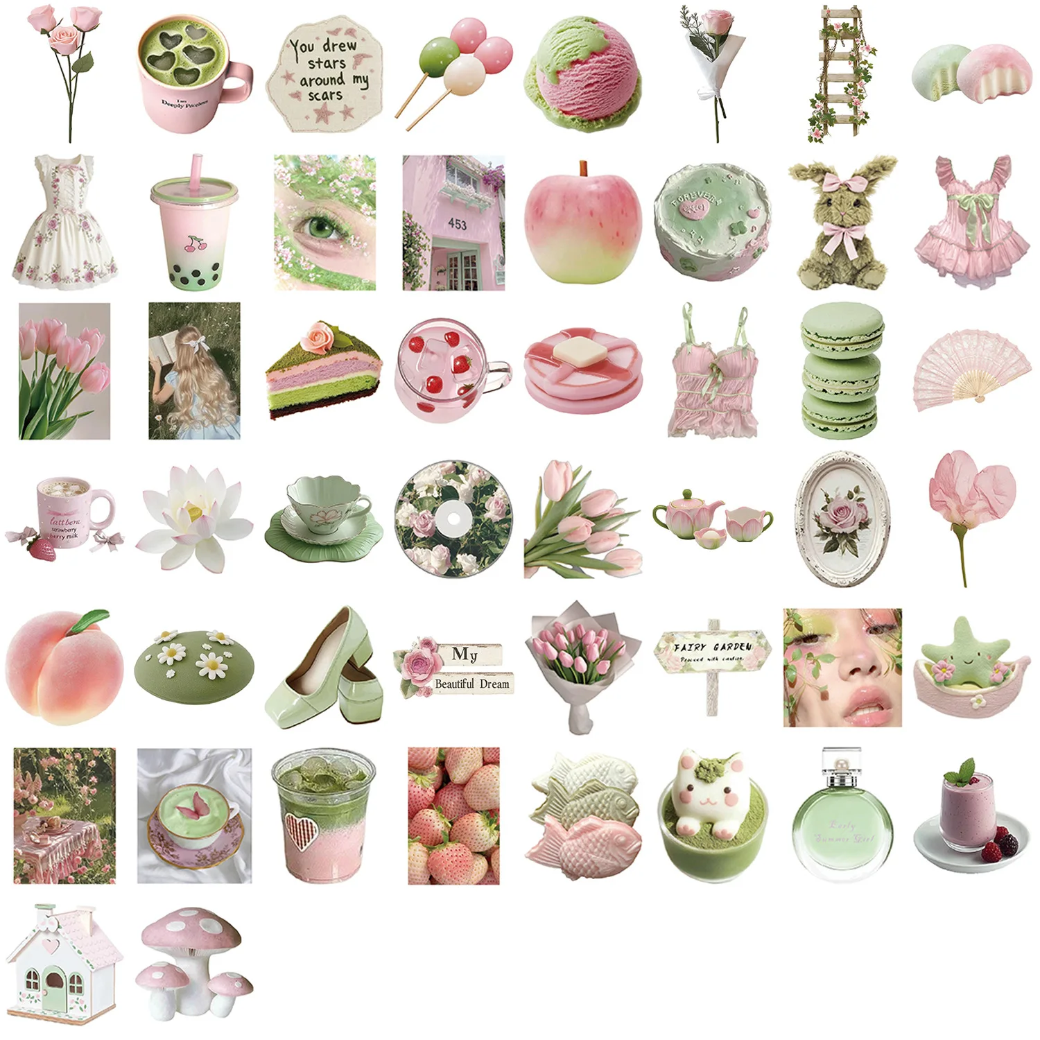 50PCS Cute Dreamy Style Cartoon Stickers Notebook Stationery Decals Phone Guitar Laptop Luggage DIY Waterproof Stickers
