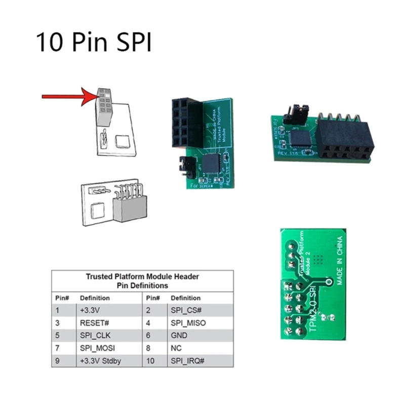 TPM2.0 Encryption Security Board 10Pin TPM2.0 Cryptographic Processor Board Replacement Board for SuperMicro QXNF