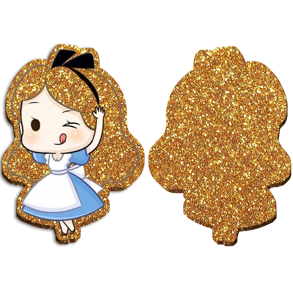 Disney princesa ouro chunky glitter planar resina acrílico flatback para diy caso de telefone arco de cabelo artesanato presente acessórios chaveiro