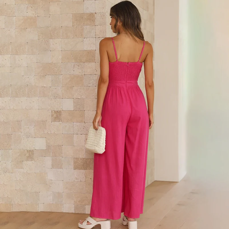 Ardm Elegant Strip Lace Up Summer комбинезон женский Sexy Backless Hollow Out Straight Pants Wide Leg Trousers Black Jumpsuit
