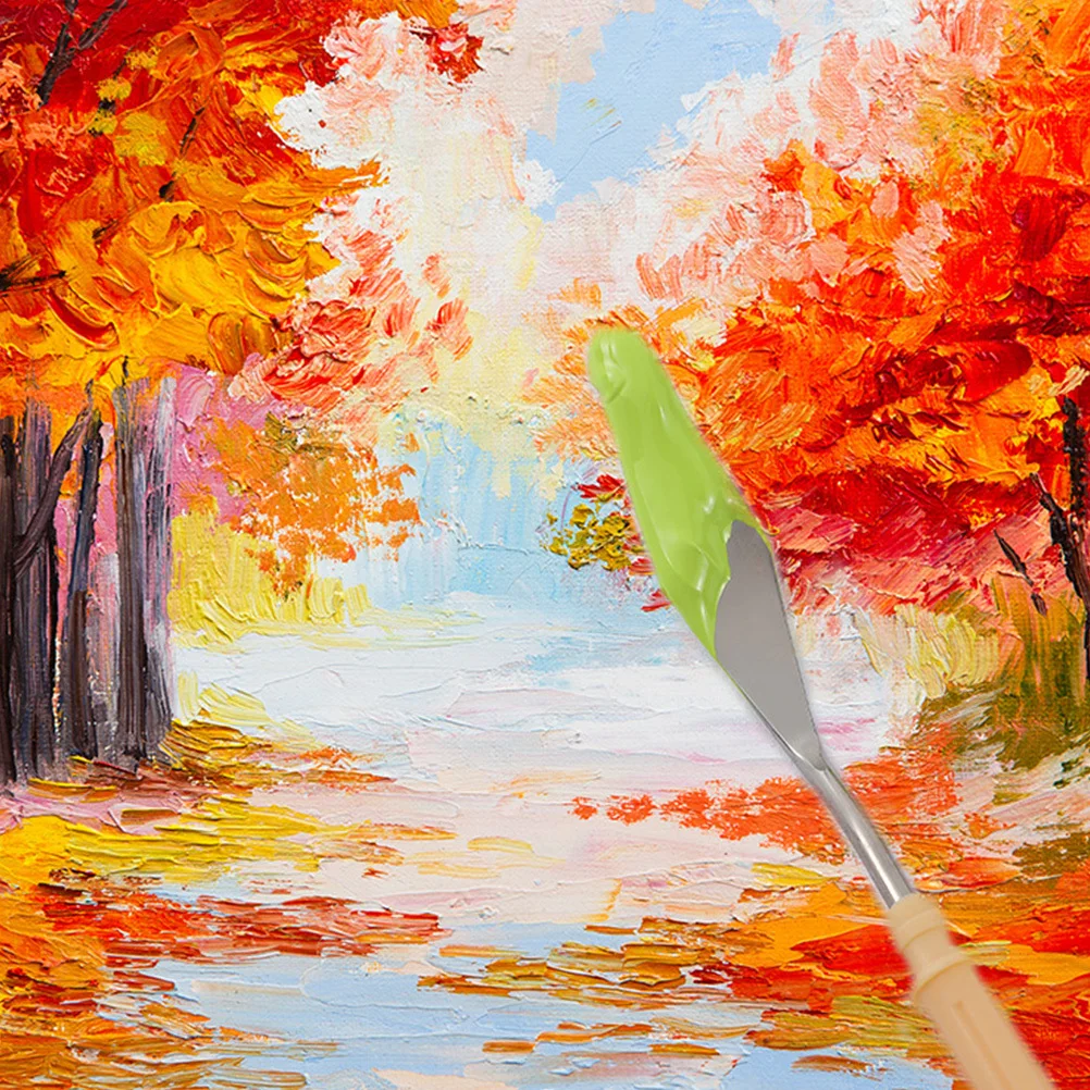 

12Pcs Art Painting Spatulas Durable Stainless Steel Blades Plastic Handles Paint Mixing Scrapers for Oil Acrylic Canvas Gouache