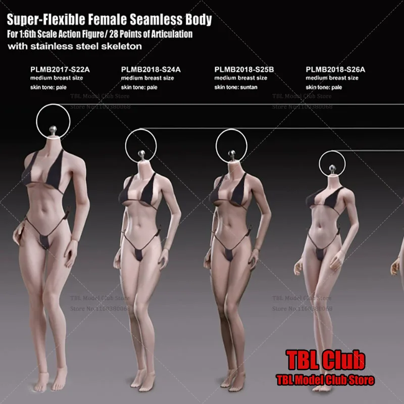 

Suntan/Pale Skin TBLeague PLMB2018-S24A/S25B/S26A/S27B 1/6 Scale Super-Flexible Female Slim Seamless Medium Breast Body