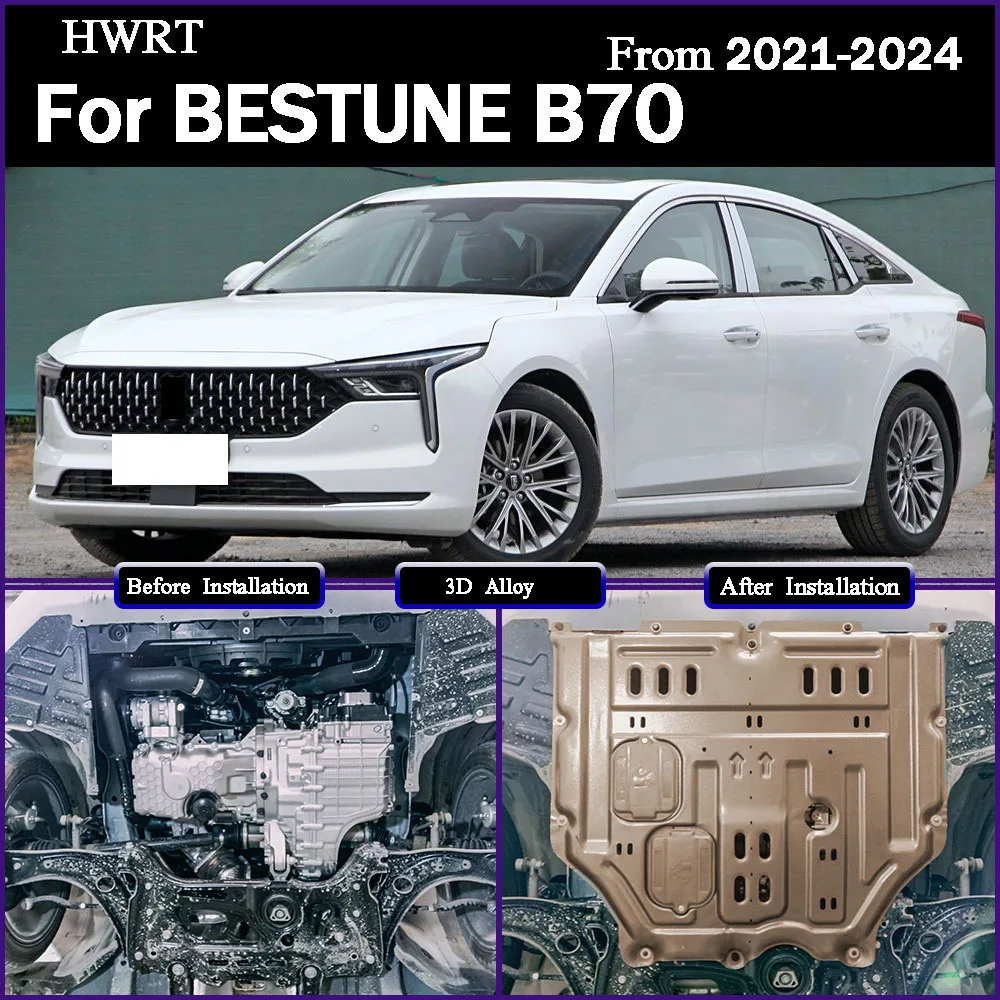 

Black Under Engine Guard Plate Splash Shield Mud Fender Cover For BESTUNE B70 2021-2024 1.5T 2.0T Mudguard Protector