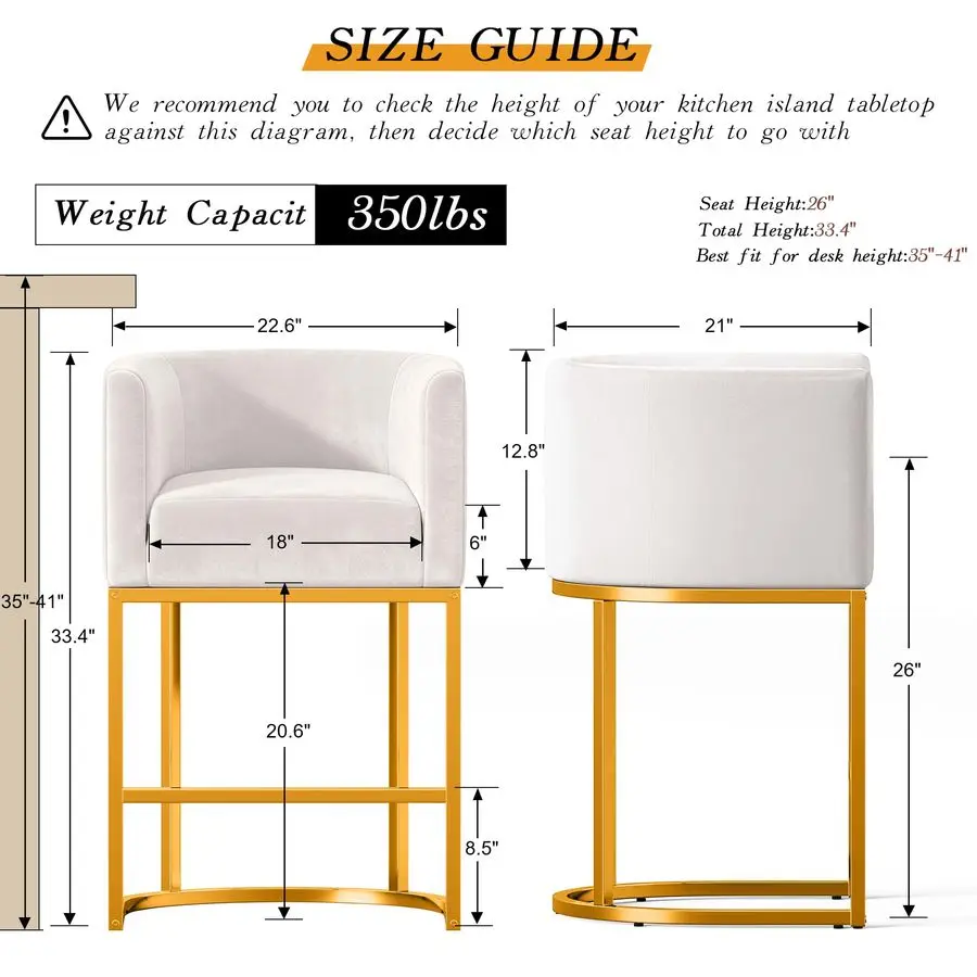 

Современные барные стулья для барной стойки, барные стулья-бочонки с обивкой из вельветовой ткани и спинками, стулья для кухонного острова, набор из 1 шт., металлический каркас G