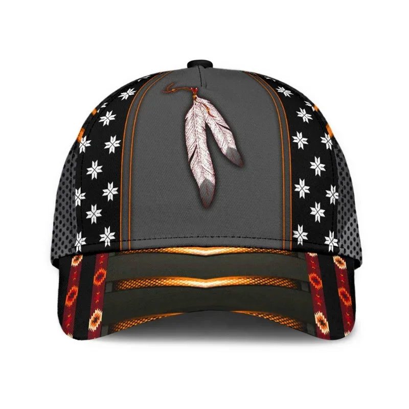 Baseball Snapback Caps Printed Native Pride Outdoor Sports Tribal Feather Headwear Streetwear Men Women Adult Casual Sun Visor