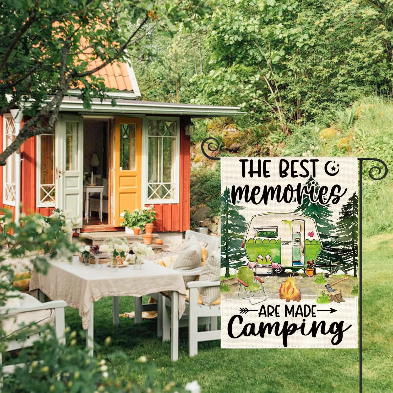 AVOIN colorlife the Best Memories are Made Camping Garden Flag 12 x 18 Inch Double Sided, RV Campsite Party Yard Outdoor Decorat