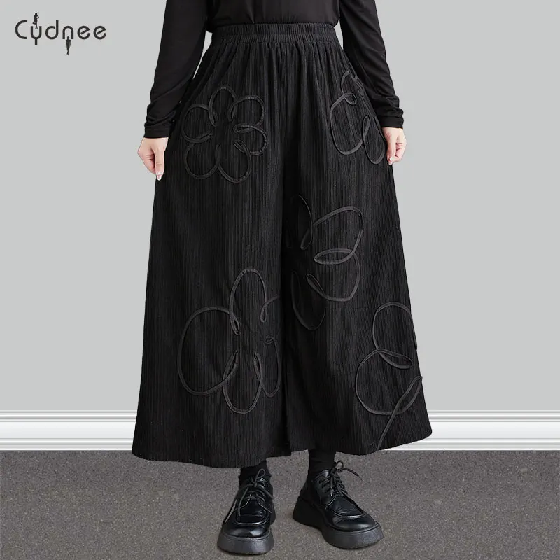 Corduroy Palazzo Pants Velvet Fabric Wide Cut Relaxed Fit Gender Neutral Wide Leg Pants For Autumn And Winter Slow Fashion