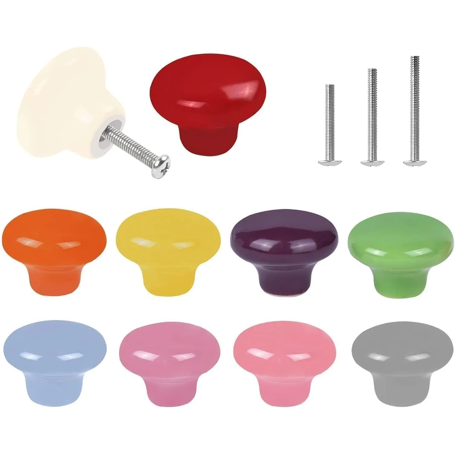 Glossy Round Colorful Ceramic Drawer Knobs Cute Pull Handles For Kids Kitchen Cupboard Dresser Wardrobe