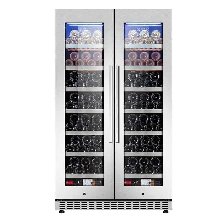 Commercial Home Refrigeration 300L Double-Compressor Cooling System Glass Door Wine Cooler Electric Power Cold Drink Display view 3