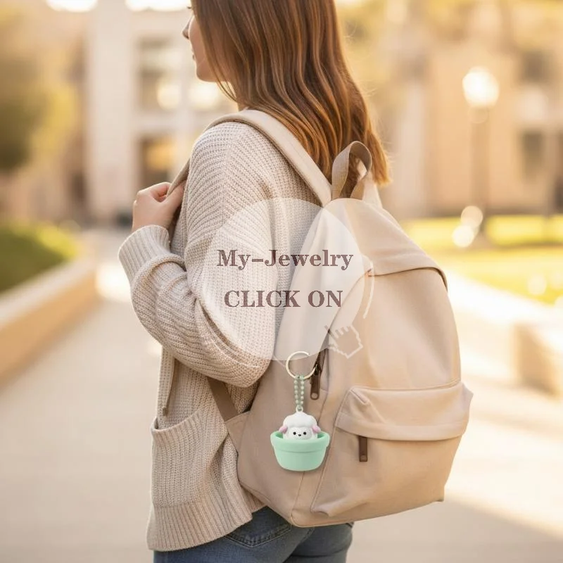 Novelty Lamb Keycap Clicker Keychain Smooth Touch Portable Keyring for Daily Backpack Bag Accessories