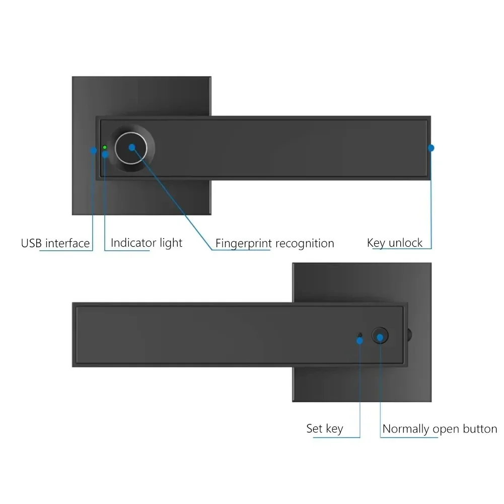 Imagem -05 - Tuya Electronic Smart Digital Door Lock Impressão Digital Senha Porta de Segurança Biometric Handle Quarto Apartamento