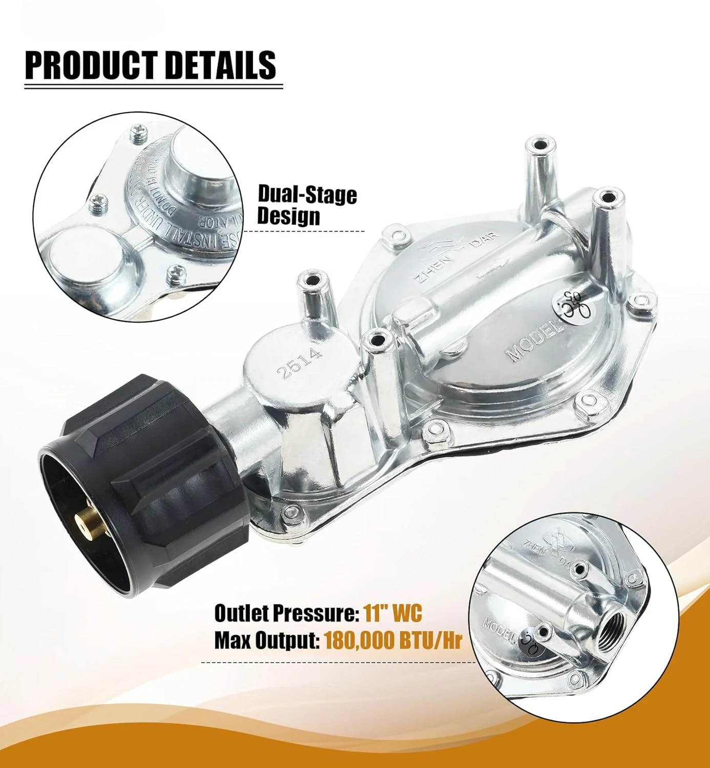 

Двухступенчатый регулятор пропана с внутренней резьбой QCC-1/тип 1 и 3/8 дюйма NPT подходит для баллонов с пропаном 5-40 фунтов для газового гриля на колесах