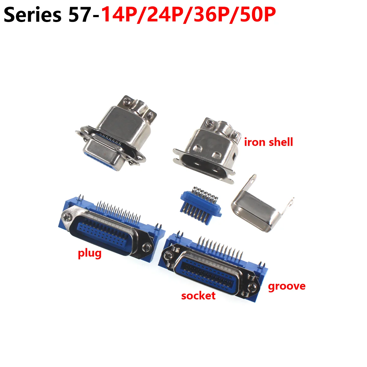 Male Female Centronics Connector 57 Series 14/24/36/50Pin 90 Degree PCB Mount DIP Type Printer Socket