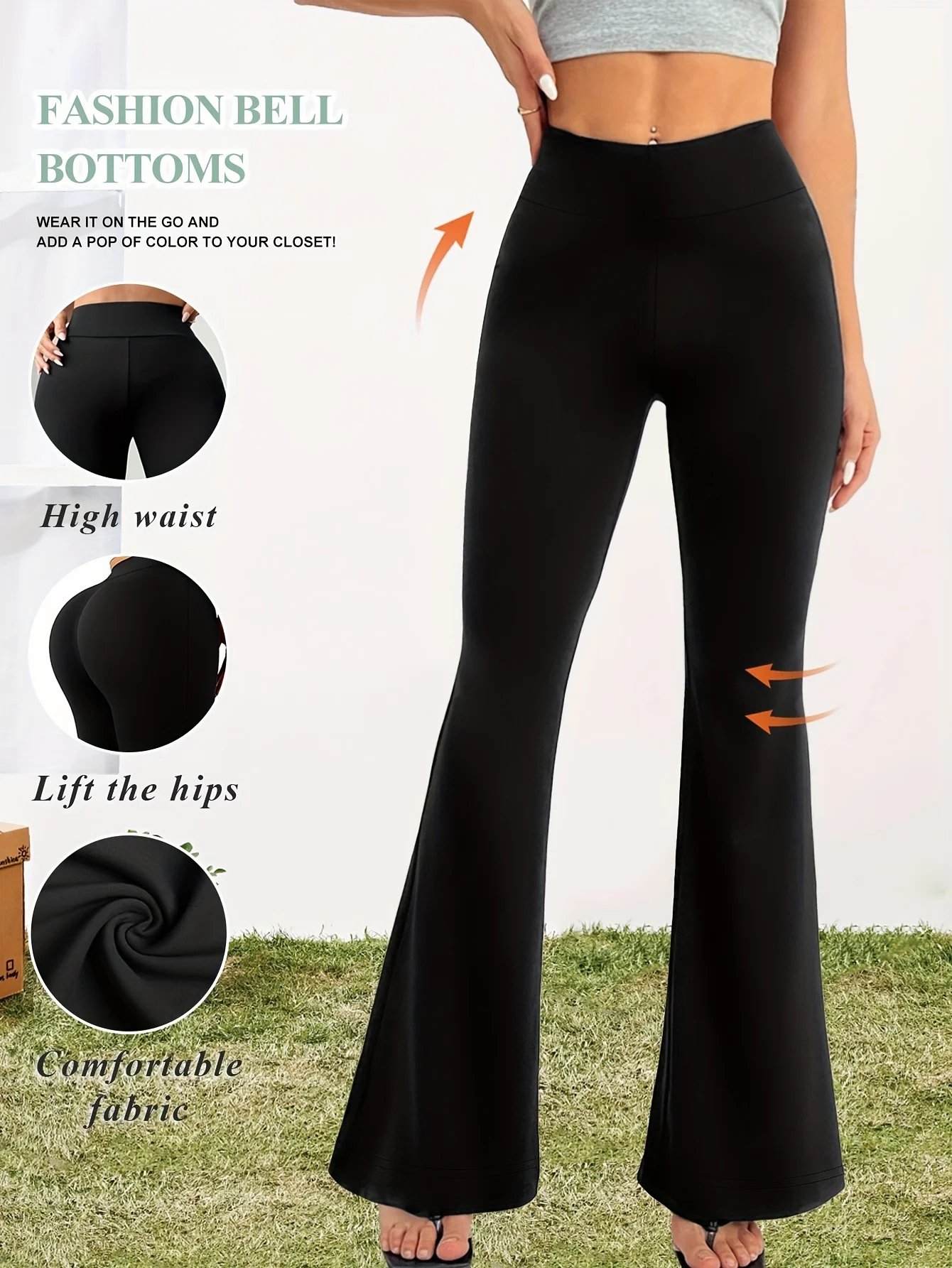 Damen Kick Flare Leggings mit hoher Taille, Bauchkontrolle, Bootcut-Workout, hohe Taille, Schlaghose, Freizeit, 4-Wege-Stretch