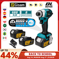 688N.m 1/4'' Brushless Electric Screwdriver Cordless Screwdriver Electric Drill Impact Driver Kit for Makita 18V Battery Pin