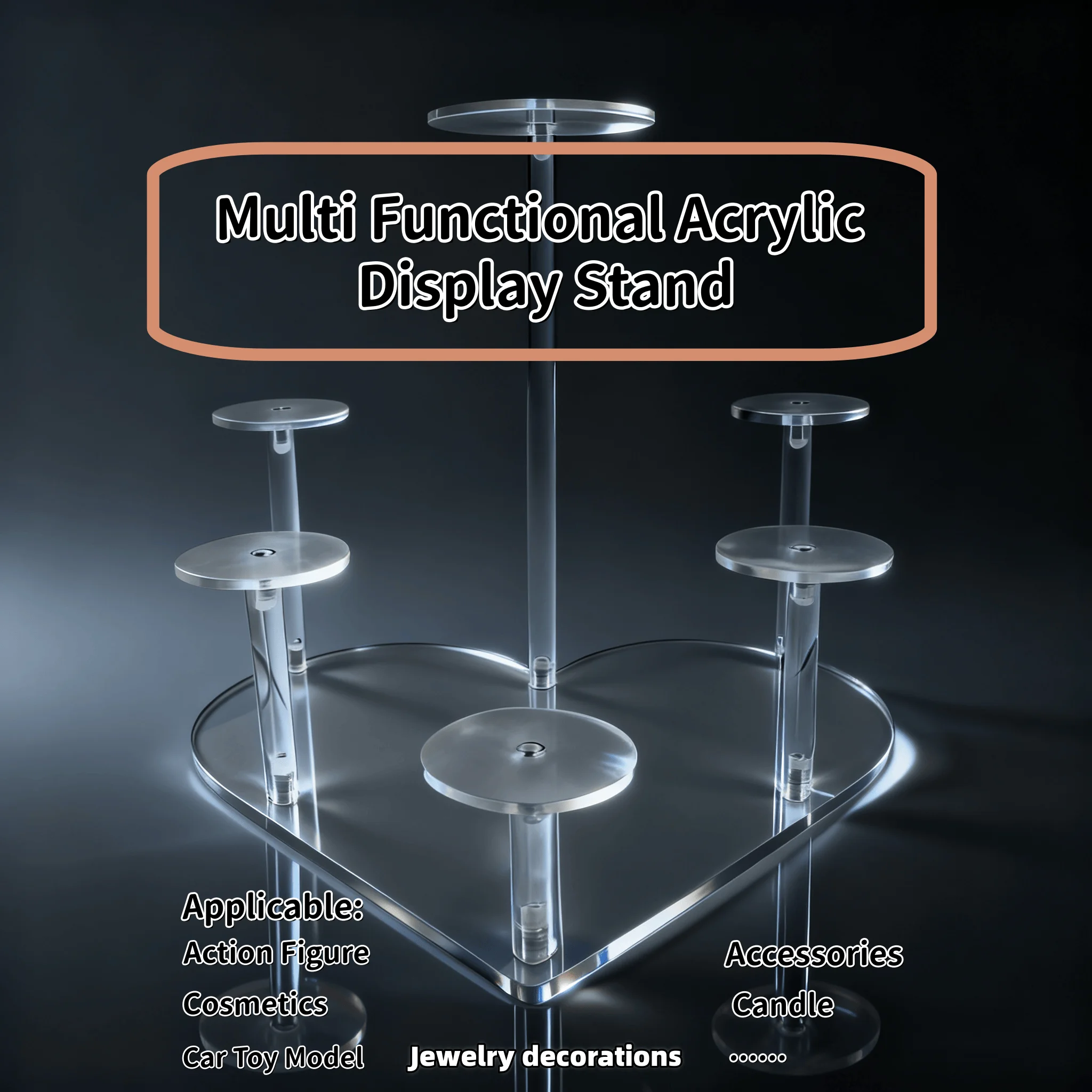 

1 PC 6 Heads Acrylic Display Stand, Used For Placing Jewelry, Collectibles, Multifunctional Display Stand For Accessories