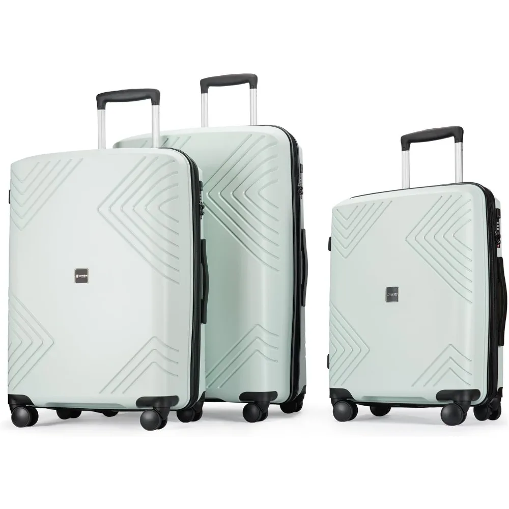 

GinzaTravel Rune series expandable 3 Luggage Sets,Lightweight Hardside Suitcase With Spinner Wheels TSA Lock,PP material busines