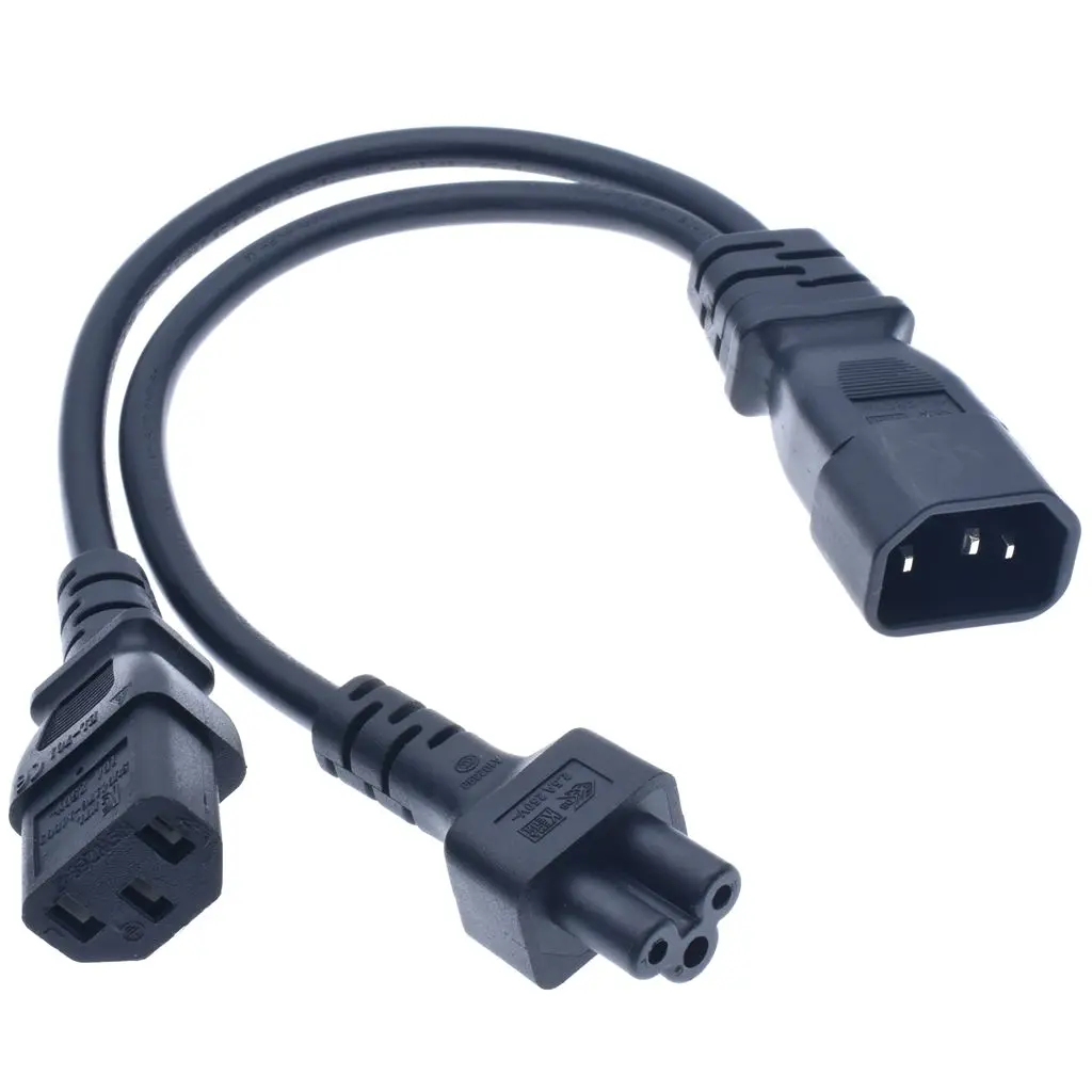 IEC320 C14 to C5+C13 Y Splitter Power Cord 10A/250V IEC 320 C14 Male to C13+C5 Female Power Splitter Adapter Cable