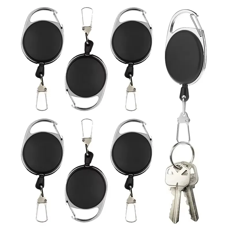 5/15/30pcs Multifunctional Keychain Tag Clip Name Badge Holder Reel for Keys Easy Pull Belt Keyring Cord Badge Reels Retractable