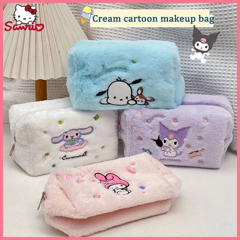 Sanrio Kuromi Cinnamoroll Melody Plush Pencil Case Cartoon Cute Large Capacity Pen Case School Supplies Stationery Girl Gifts