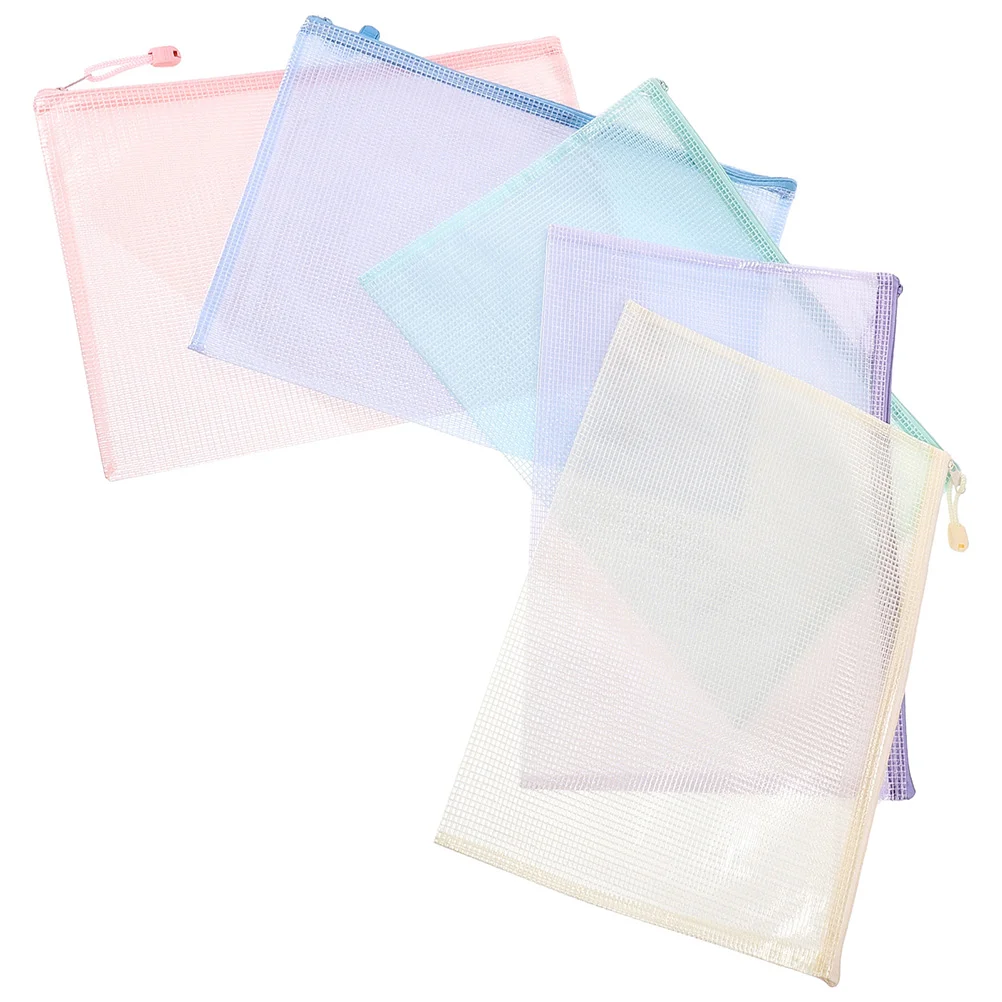 5 Pcs Sorting Bag Zipper Papers Mesh Pouch Bags Document File Education Supplies Files Manager Storage