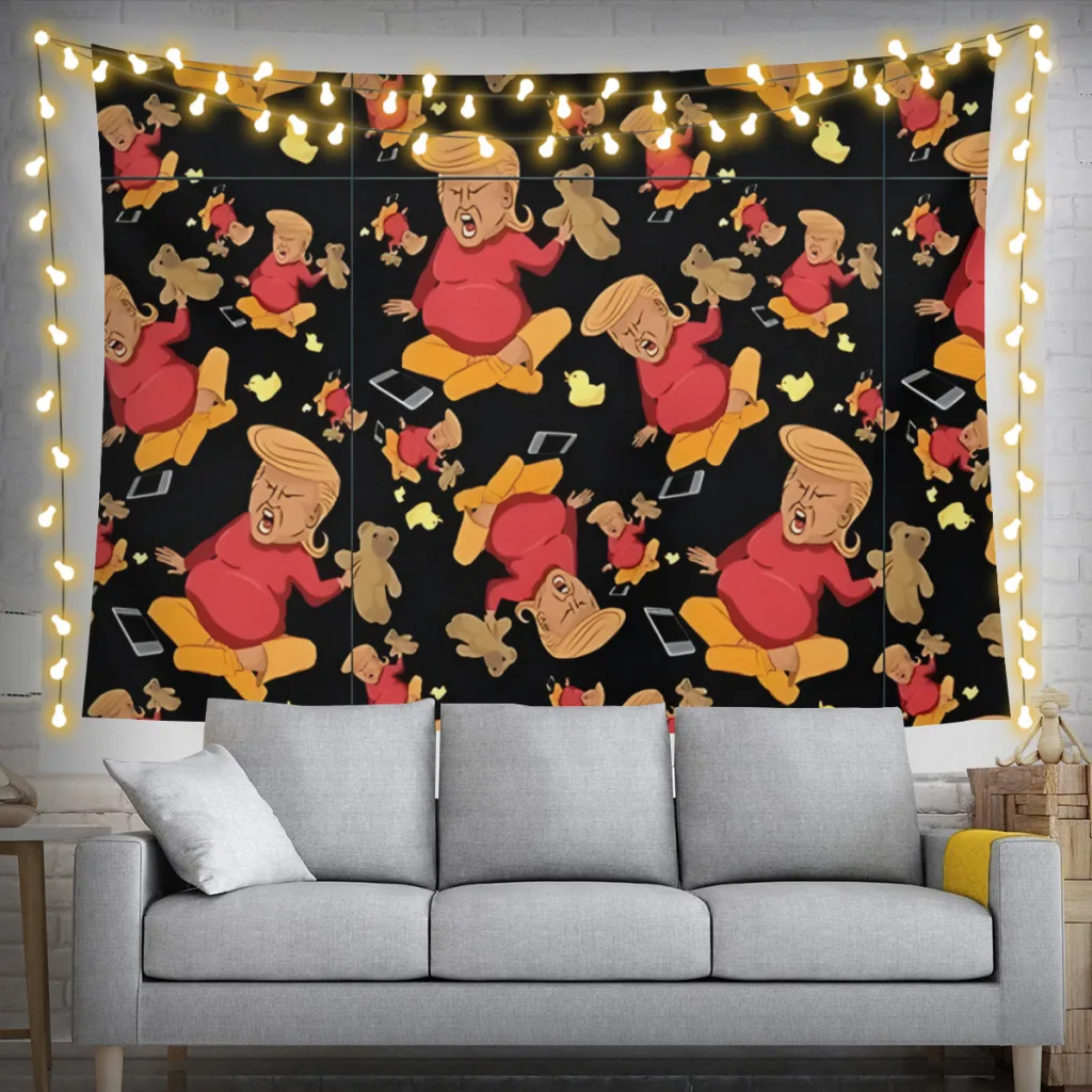 Donald Trump Baby Pattern With Teddy Bear Wall Hanging Tapestry Home Wall Decoration