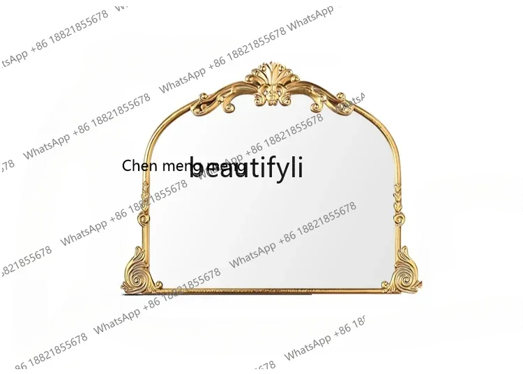 Hot sales French toilet vanity mirror carved light luxury desktop European vanity mirror medieval wall-mounted retro bathroom mi