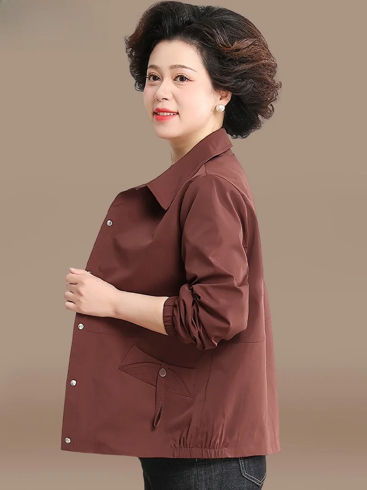 

Spring Faion Loose ort Coat Thin New Sle for Middle-Aged And ly Women Casual Sle Windbreaker Cardigan Polyester ...