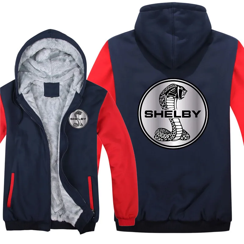 Shelby Cobra Hoodies Men Fashion Coat Wool Liner Jacket Mustang Shelby Sweatshirts Winter Warm Hoody