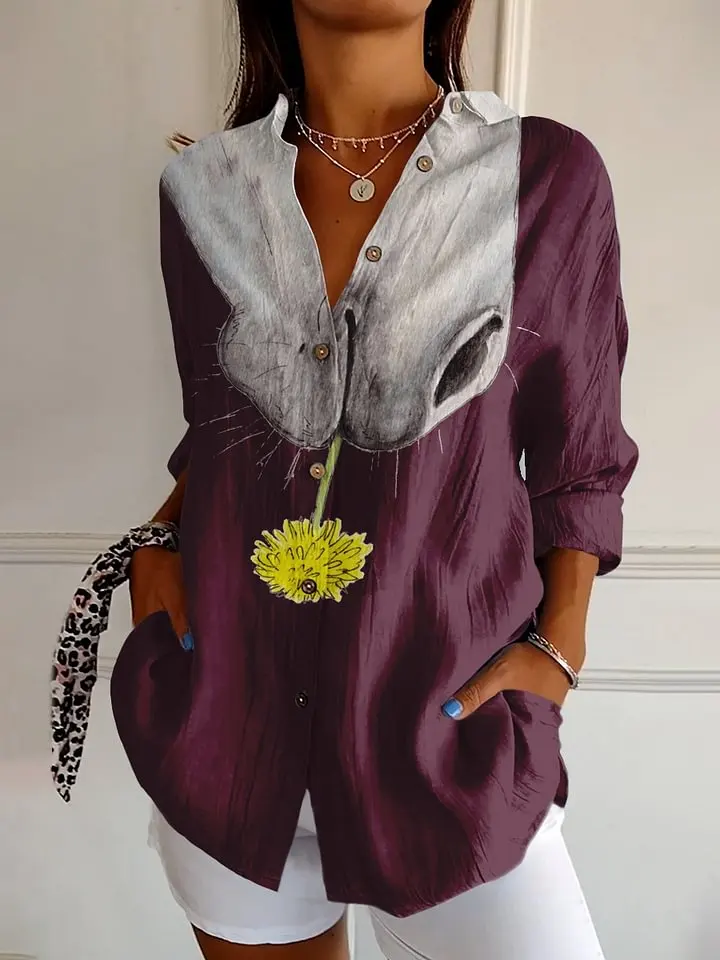 PLstar Cosmos 3D Printing Genuine Color Butterfly Flowers Rose Pattern Latest Ladies Casual Shirt Casual Unique Collection  5