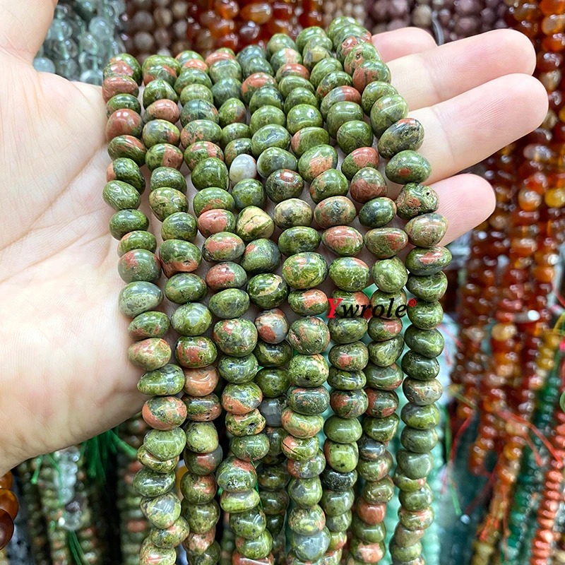 Natural Raw Stone 9-12mm Irregular Green Prehnite Loose Spacer Beads for Jewelry Making Diy Earrings Bracelet Charms Accessories