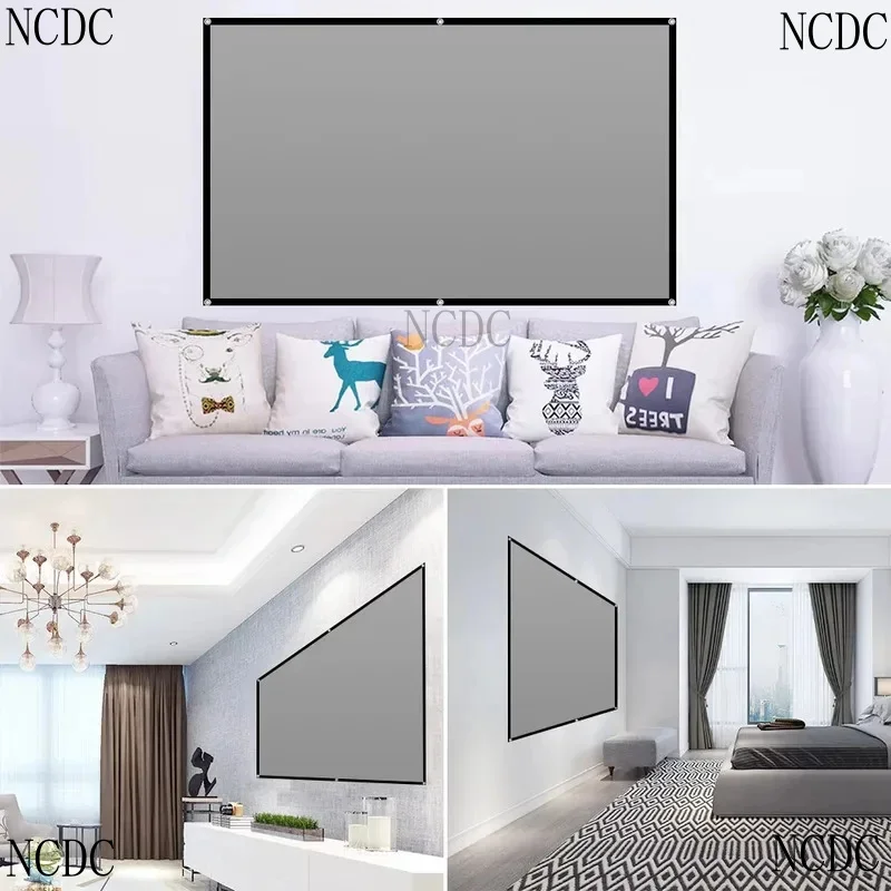 30-133 Inch Portable Projector Screen 16:9 Metal Anti Light Gray Optical Coating Reflective Canvas Projection Home Outdoor